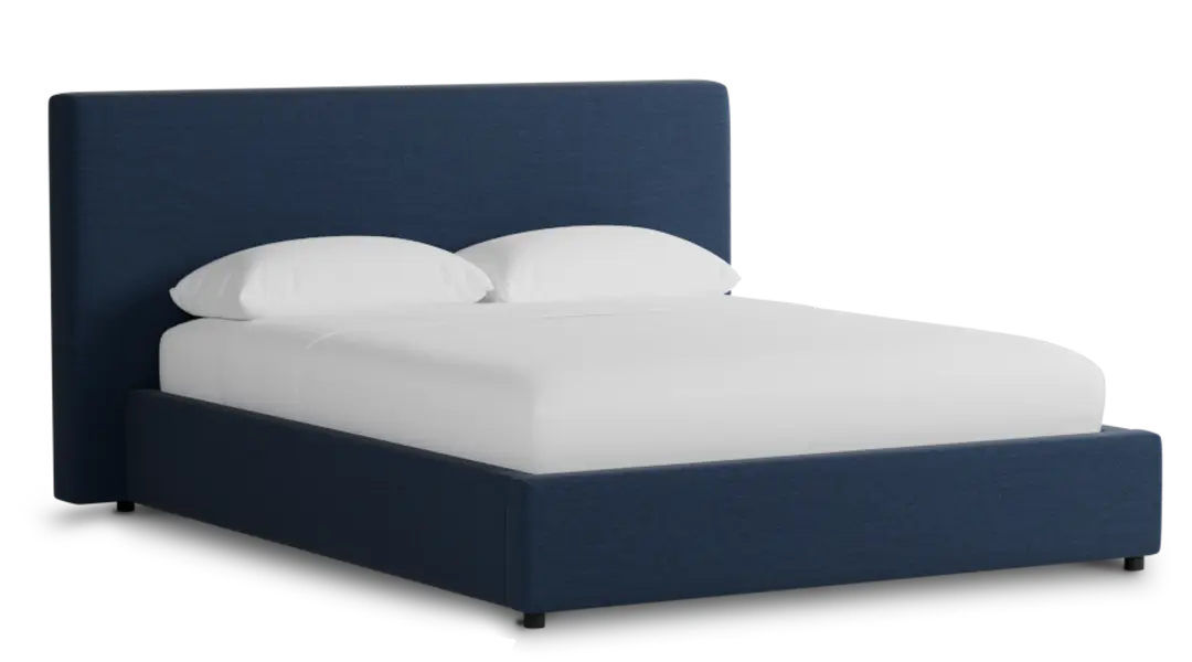 Grayton Peyton Dark Blue 44" Upholstered Platform Bed Grayton Peyton Dark Blue 44" Upholstered Platform Bed