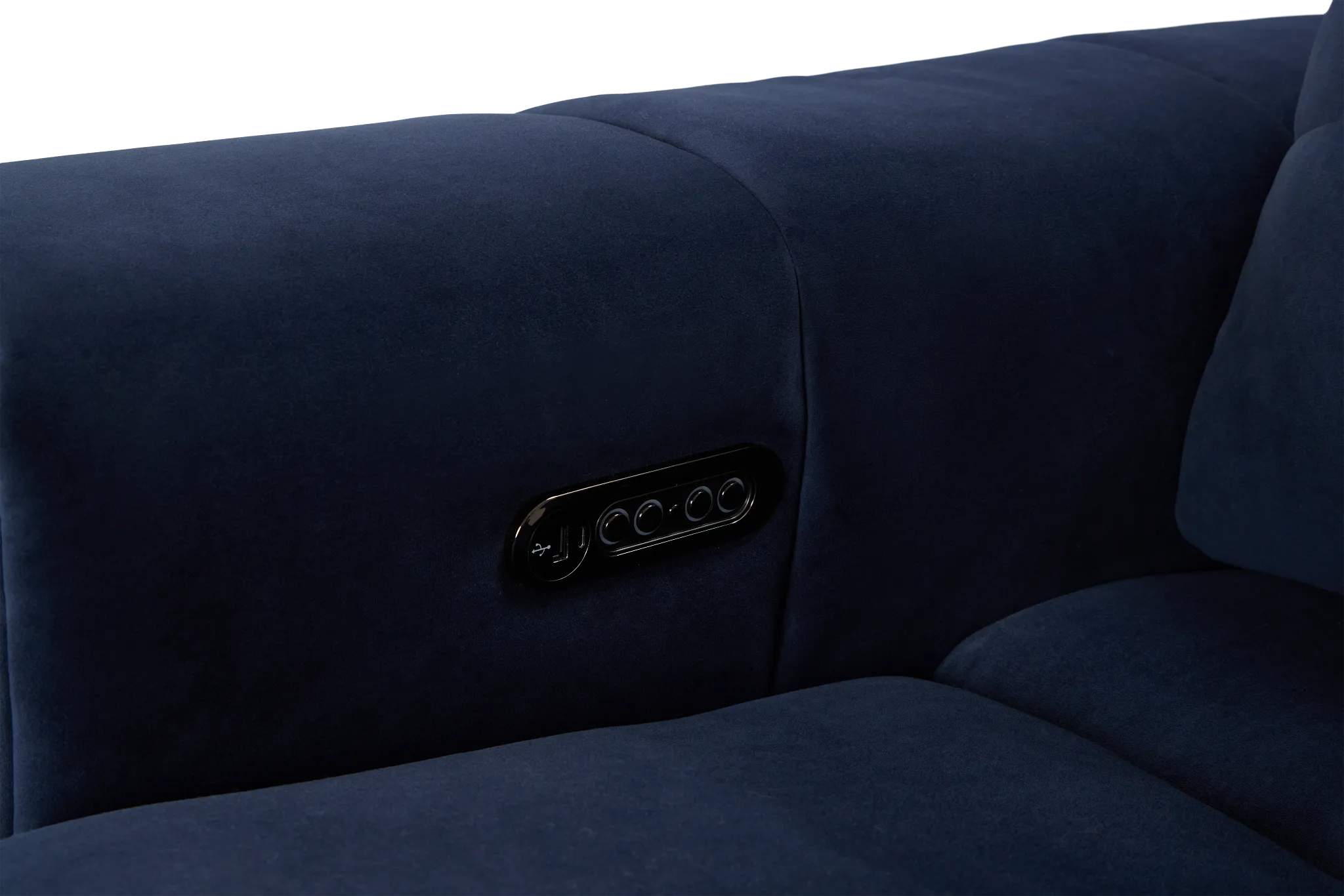 Gemma Navy Velvet Medium Triple Power 2-arm Sectional