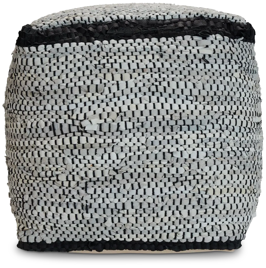 Ash Black Leather Accent Pouf Ash Black Leather Accent Pouf