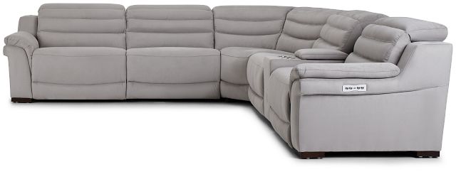 Sentinel Light Gray Micro Medium Dual Power Sectional With Music Console (2)