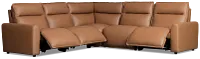 Edison Medium Brown Leather/vinyl Small Triple Power Reclining 2-arm Sectional