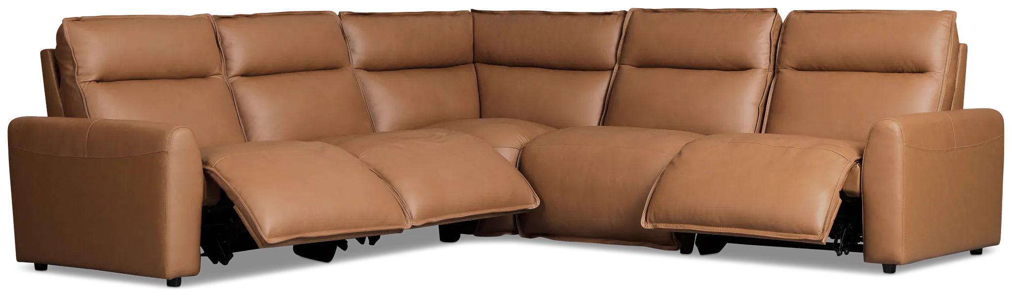 Edison Medium Brown Leather/vinyl Small Triple Power Reclining 2-arm Sectional