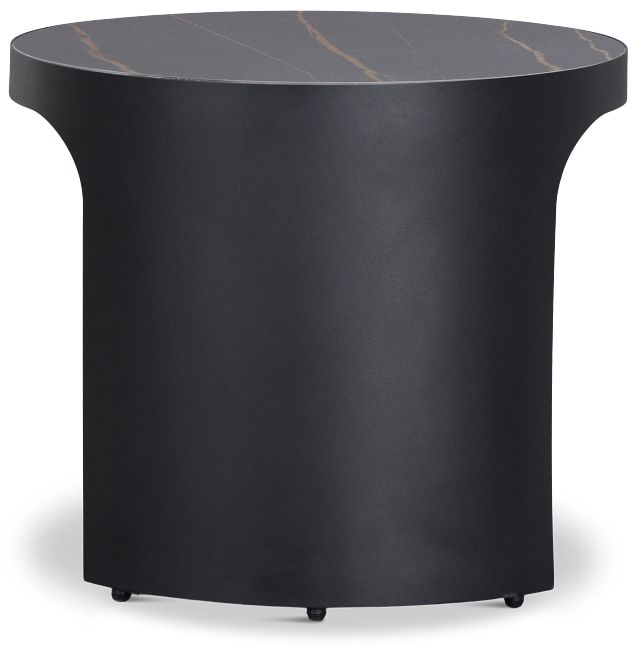 Abel Black Round End Table