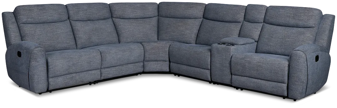 Walker Blue Fabric Medium Dual Manual 2-arm Sectional