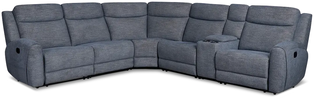 Walker Blue Fabric Medium Dual Manual 2-arm Sectional Walker Blue Fabric Medium Dual Manual 2-arm Sectional