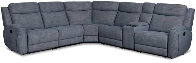 Walker Blue Fabric Medium Dual Manual 2-arm Sectional