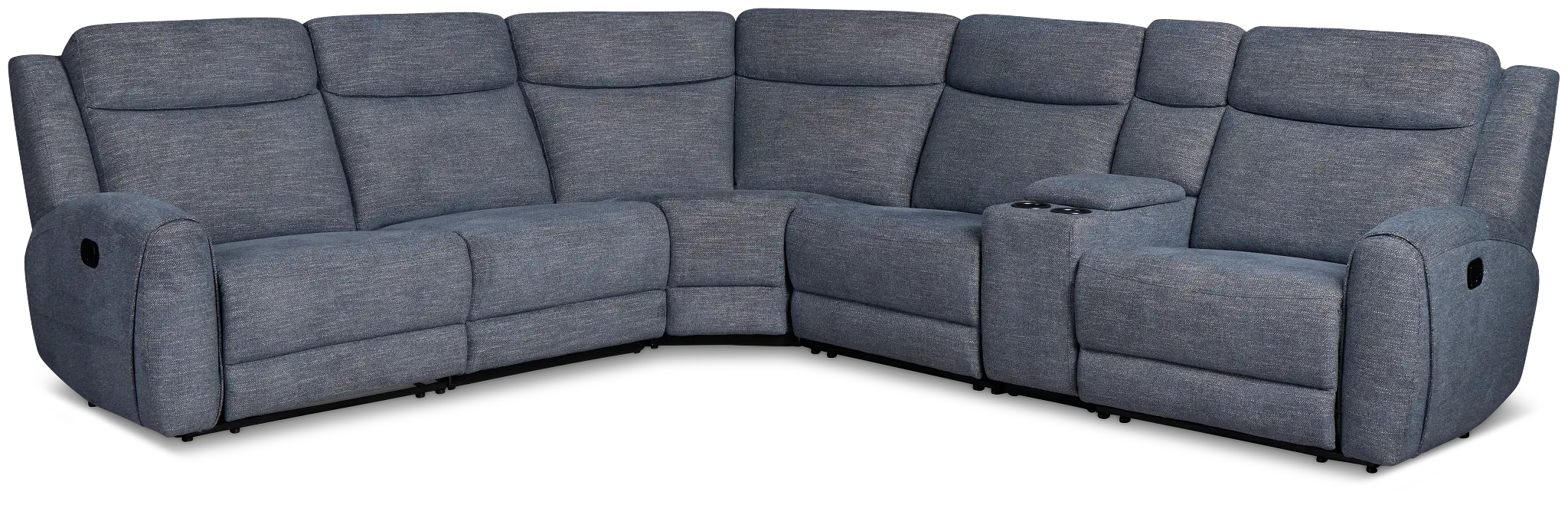 Walker Blue Fabric Medium Dual Manual 2-arm Sectional Walker Blue Fabric Medium Dual Manual 2-arm Sectional