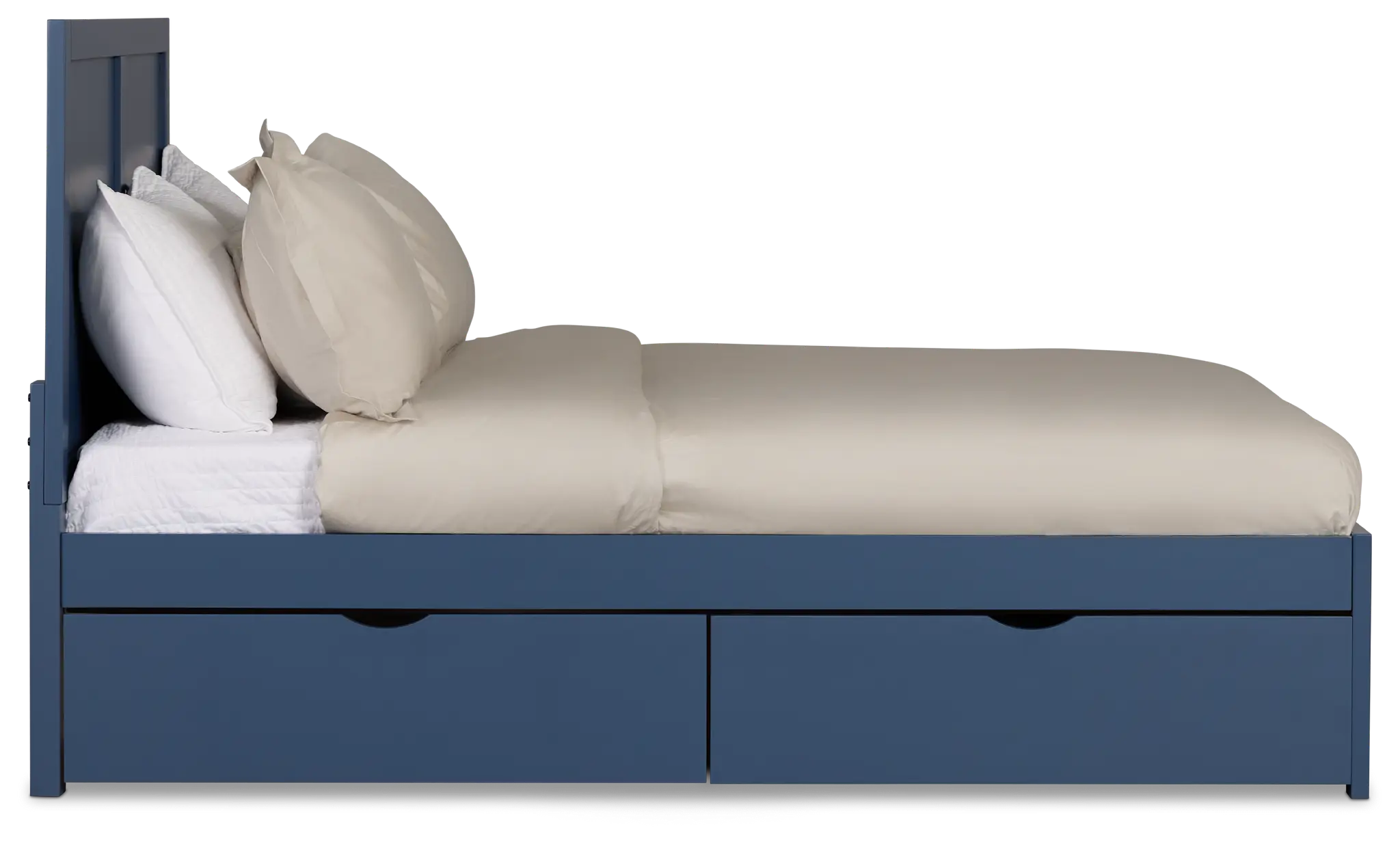 Charleston Dark Blue Panel Bed With 2 Storage Drawers Charleston Dark Blue Panel Bed With 2 Storage Drawers