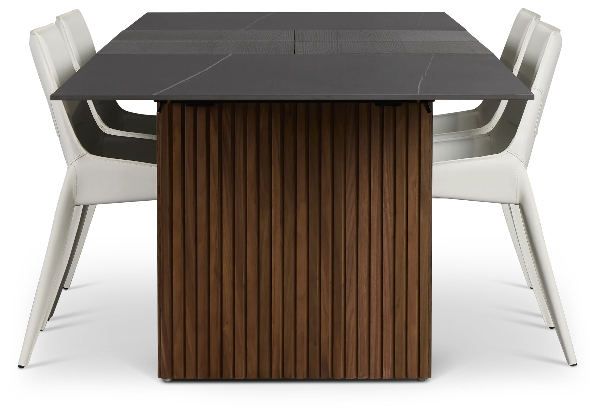 Wayne Two-tone Stone Rectangular Table & 4 White Upholstered Chairs