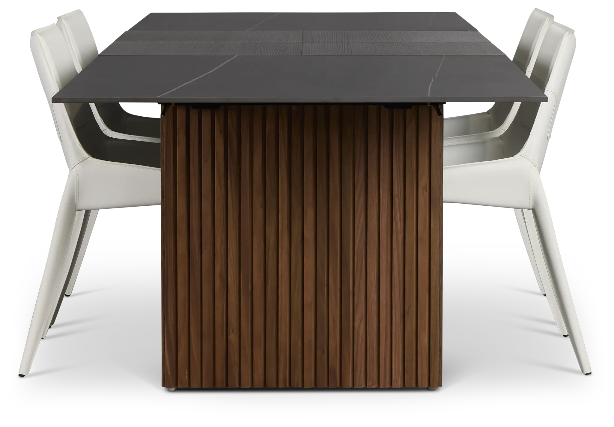 Wayne Two-tone Stone Rectangular Table & 4 White Upholstered Chairs Wayne Two-tone Stone Rectangular Table & 4 White Upholstered Chairs