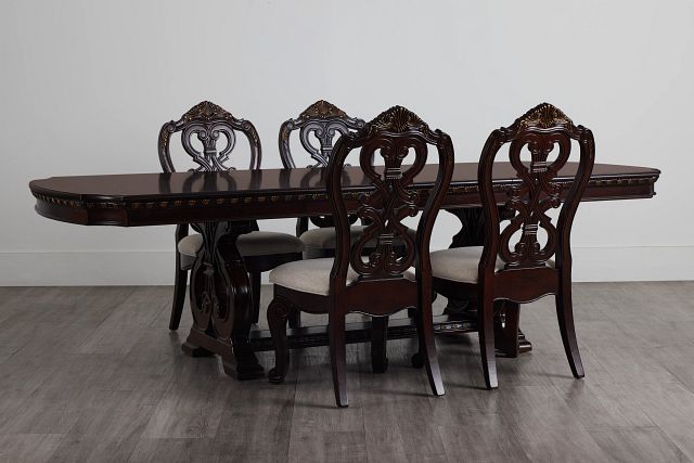 Vigo Dark Tone Rect Table & 4 Wood Chairs