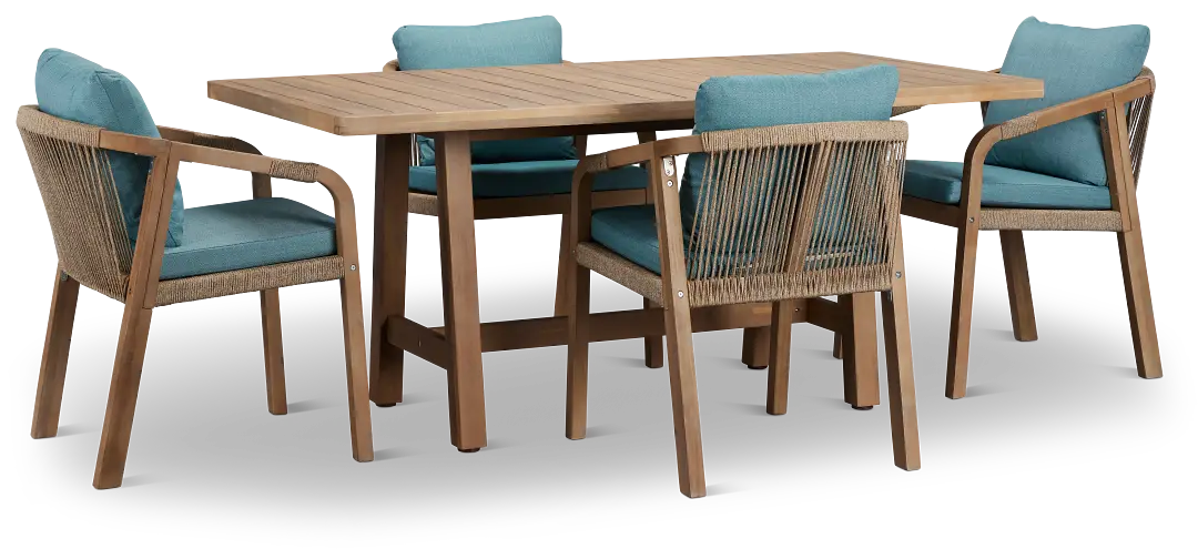 Laguna Light Tone 66" Retangular Table & 4 Teal Cushioned Chairs Laguna Light Tone 66" Retangular Table & 4 Teal Cushioned Chairs