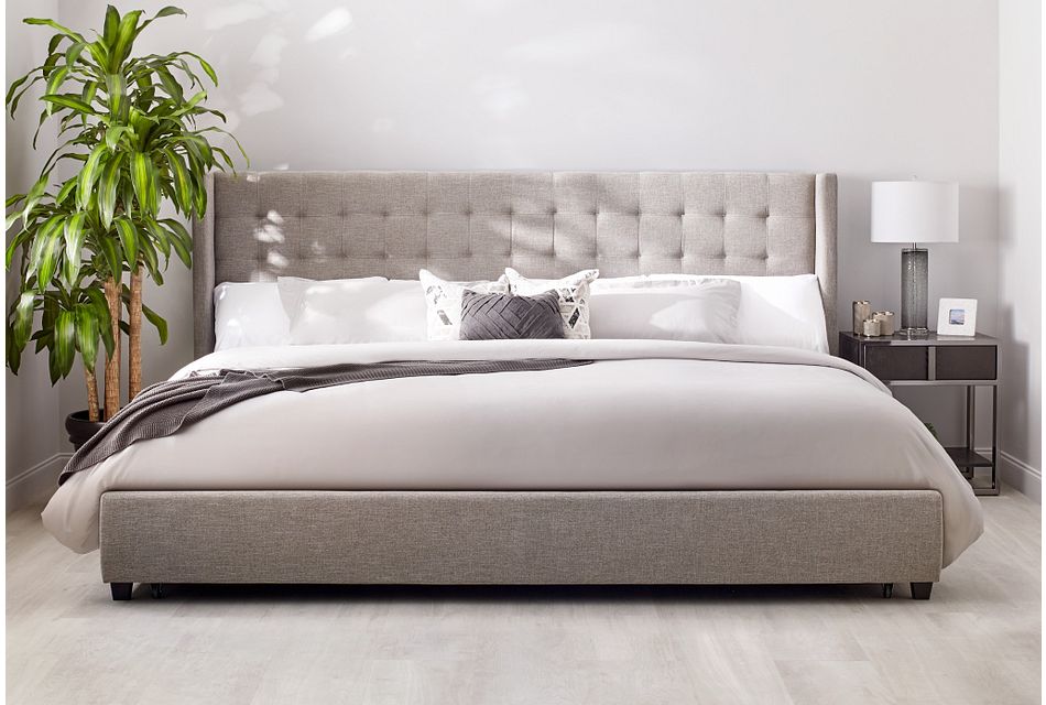 Chatham Pewter Uph Panel Storage Bed Bedroom Beds City Furniture