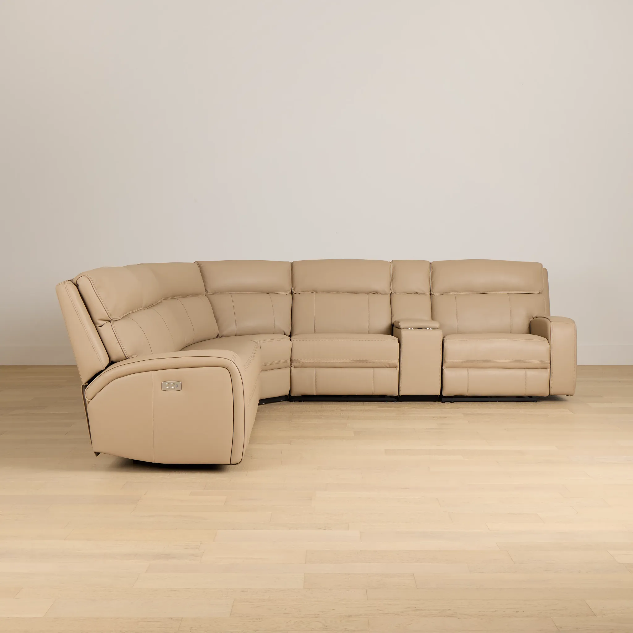 Rhett Taupe Micro Small Triple Power Reclining Two-arm Sectional