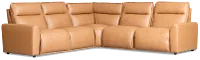 Edison Medium Brown Leather/Vinyl Small Triple Power Reclining Two-arm Sectional