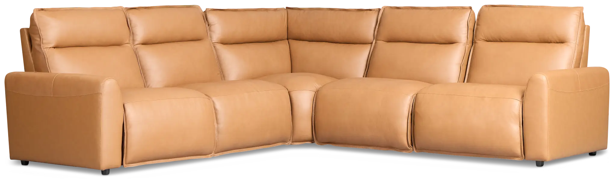 Edison Medium Brown Leather/Vinyl Small Triple Power Reclining Two-arm Sectional Edison Medium Brown Leather/Vinyl Small Triple Power Reclining Two-arm Sectional