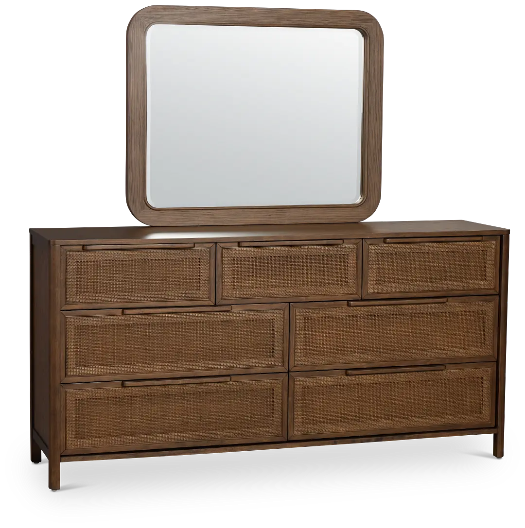 Pacific Mid Tone 7-drawer Dresser & Mirror Pacific Mid Tone 7-drawer Dresser & Mirror