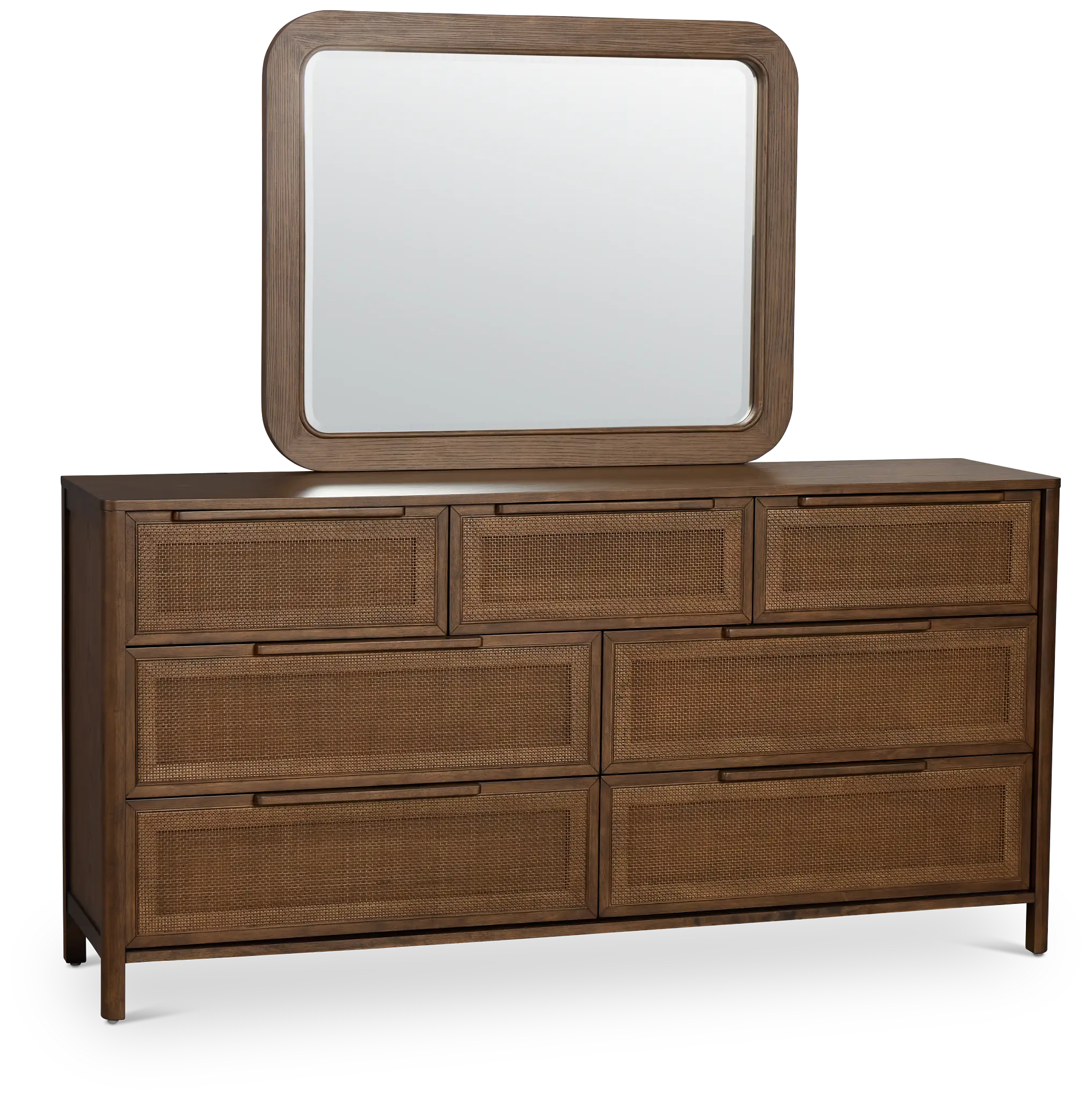 Pacific Mid Tone 7-drawer Dresser & Mirror Pacific Mid Tone 7-drawer Dresser & Mirror