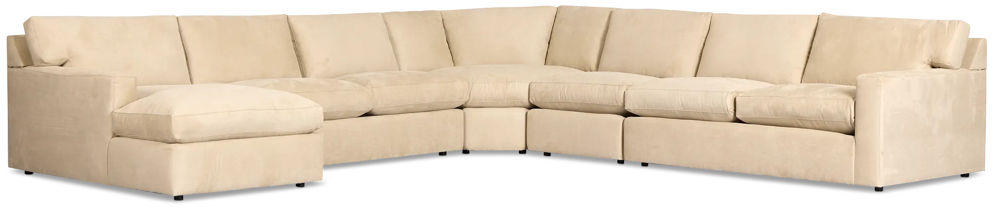 Hudson Beige Fabric Large Left Chaise Wedge Sectional