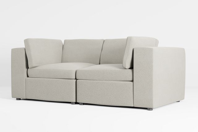 Destin Elite Gray Fabric 2 Piece Modular Sofa