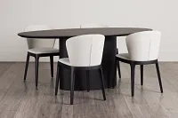 Nomad Black 78" Oval Table & 4 Light Beige Chairs W/ Black Legs