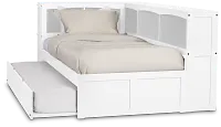 Charleston White Corner Bookcase Bed With Trundle