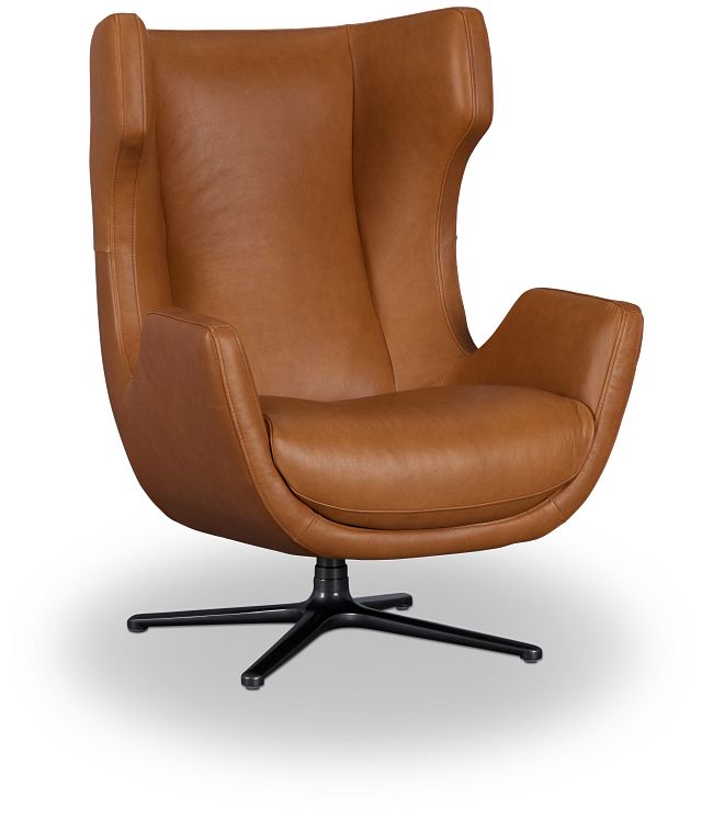 Penn Brown Leather Swivel Accent Chair