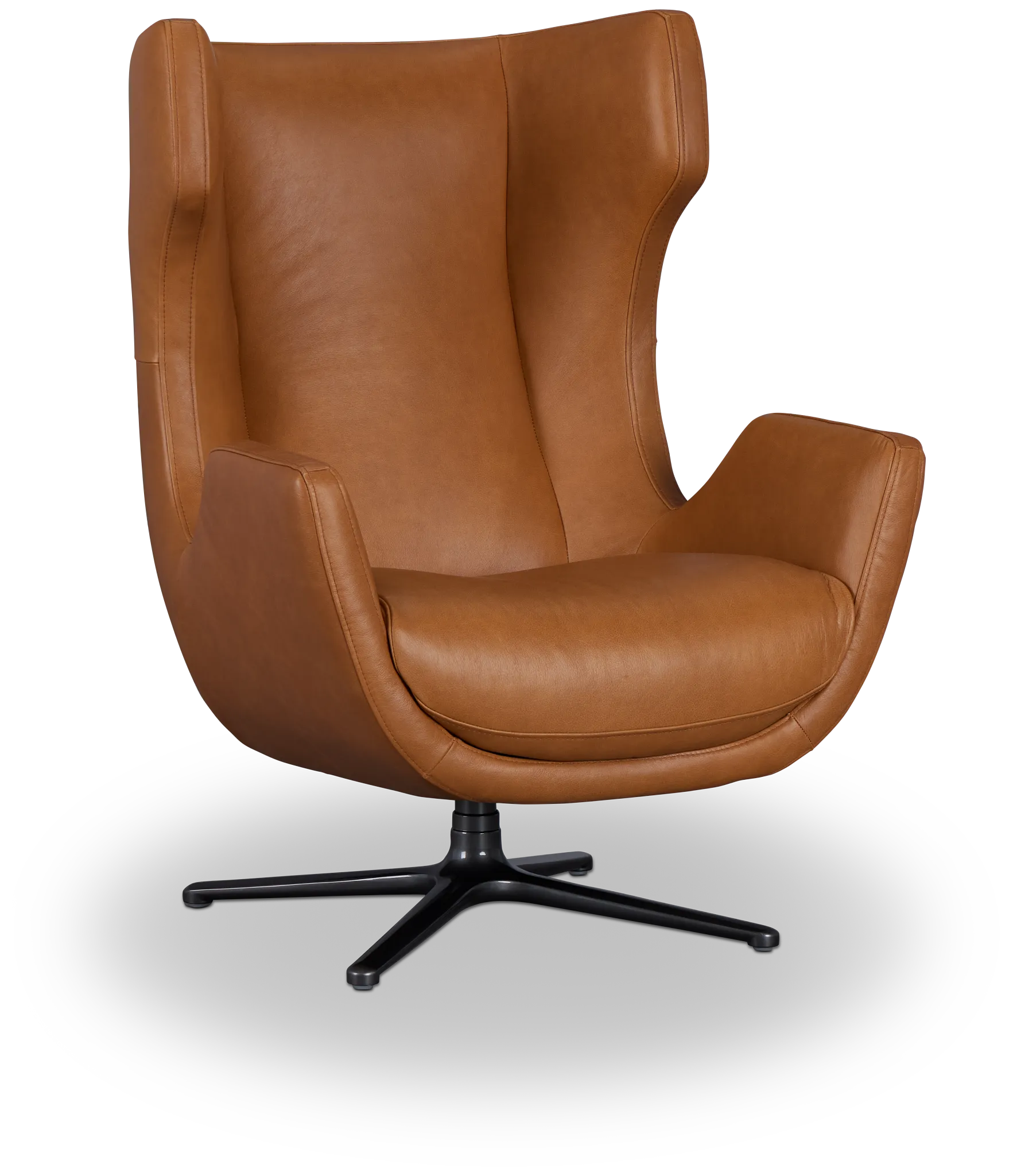 Penn Brown Leather Swivel Accent Chair