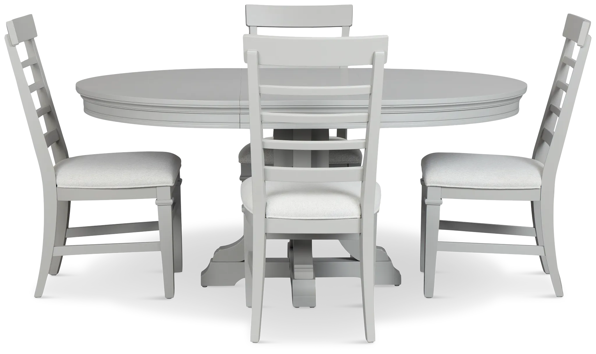 Cape Cod Gray Round Table & 4 Upholstered Chairs