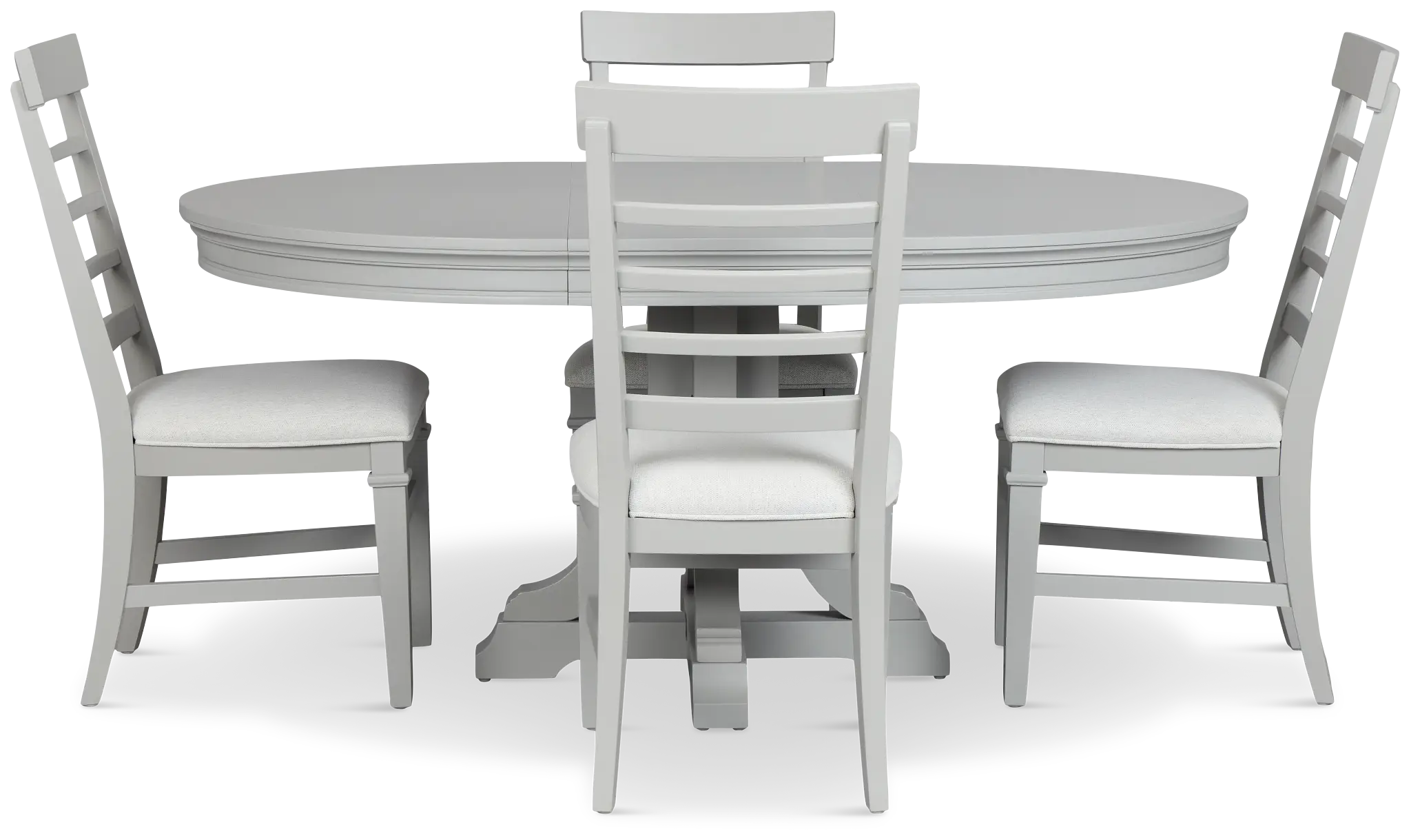 Cape Cod Gray Round Table & 4 Upholstered Chairs Cape Cod Gray Round Table & 4 Upholstered Chairs