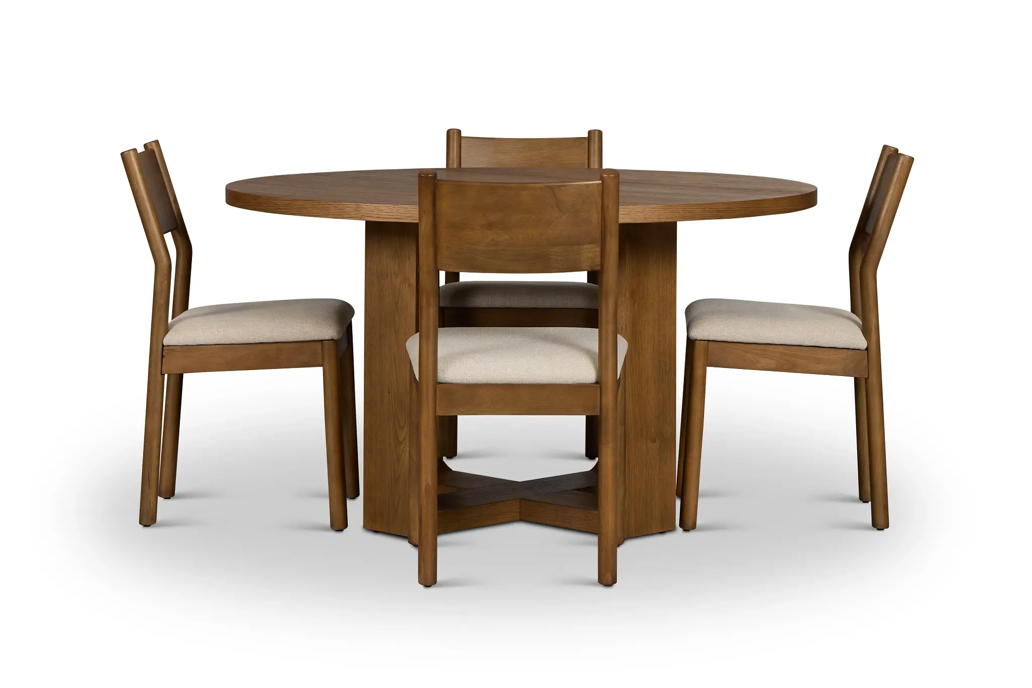 Rochester Mid Tone Round Table & 4 Upholstered Chairs Rochester Mid Tone Round Table & 4 Upholstered Chairs