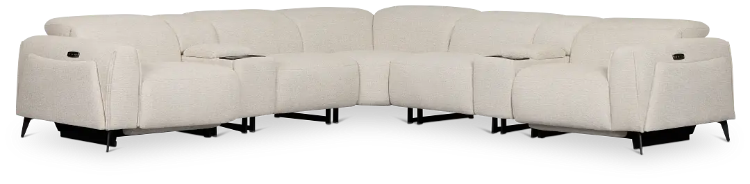 Reyna Light Beige Fabric Large Dual Power Reclining Two-arm Sectional Reyna Light Beige Fabric Large Dual Power Reclining Two-arm Sectional