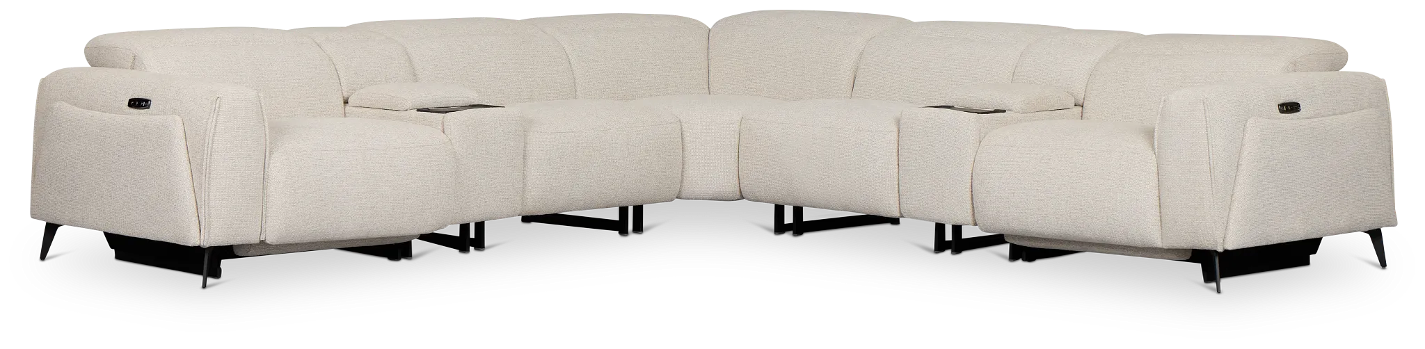 Reyna Light Beige Fabric Large Dual Power Reclining Two-arm Sectional