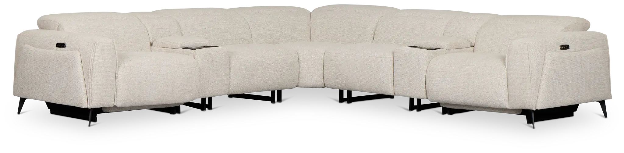 Reyna Light Beige Fabric Large Dual Power Reclining Two-arm Sectional Reyna Light Beige Fabric Large Dual Power Reclining Two-arm Sectional