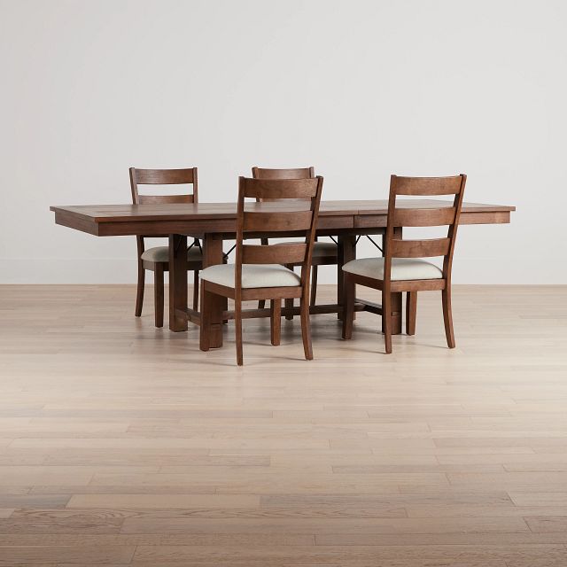 Park City Dark Tone Rectangular Table & 4 Wood Chairs