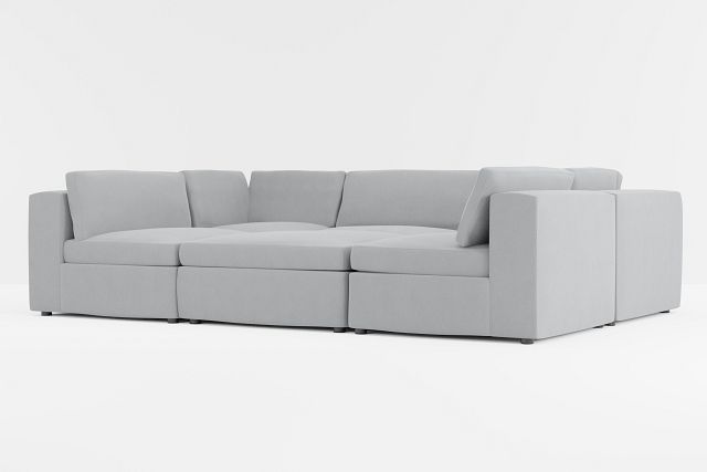 Destin Revenue Gray Fabric 6-piece Pit Sectional