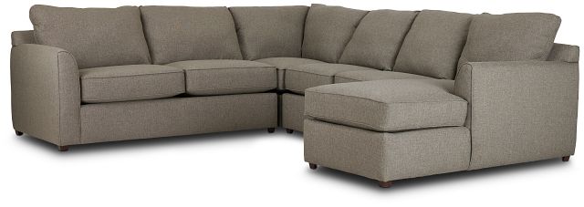 Asheville Brown Fabric Medium Right Chaise Sectional