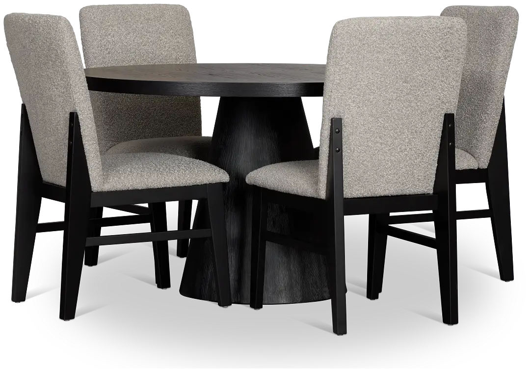 Modesto Black Round Table & 4 Upholstered Chairs Modesto Black Round Table & 4 Upholstered Chairs