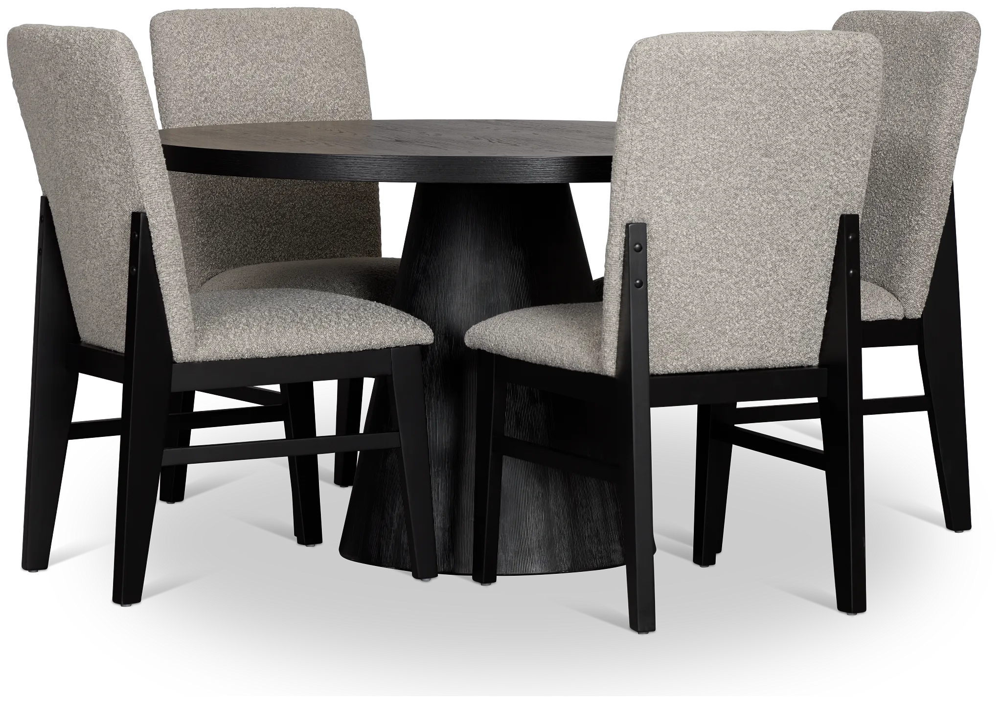 Modesto Black Round Table &amp; 4 Upholstered Chairs