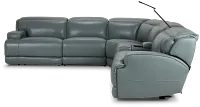 Reign Green Lthr/vinyl Medium Dual Power 2-arm Reclining Sectional
