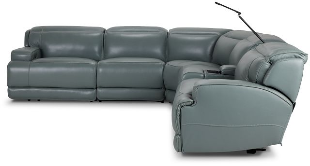 Reign Green Lthr/vinyl Medium Dual Power 2-arm Reclining Sectional