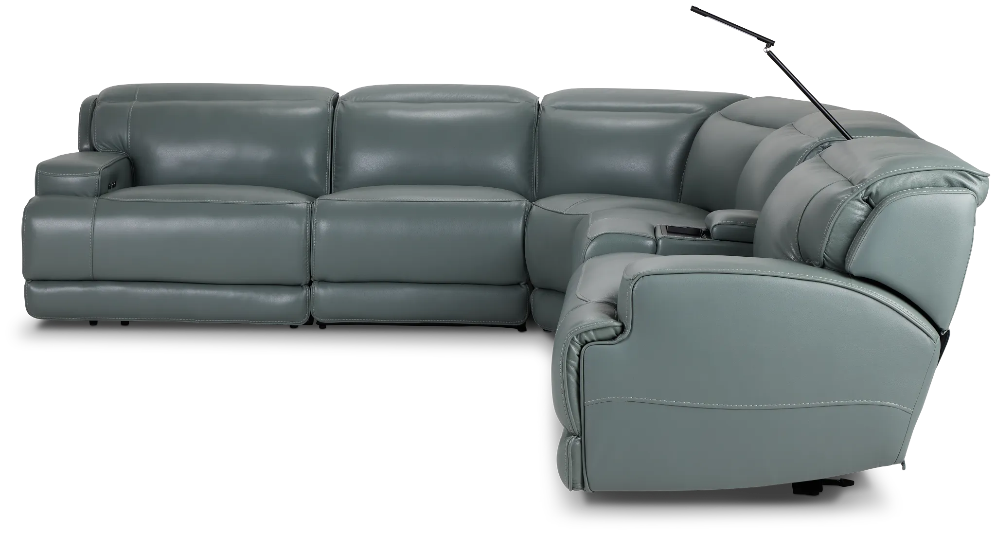 Reign Green Lthr/vinyl Medium Dual Power 2-arm Reclining Sectional
