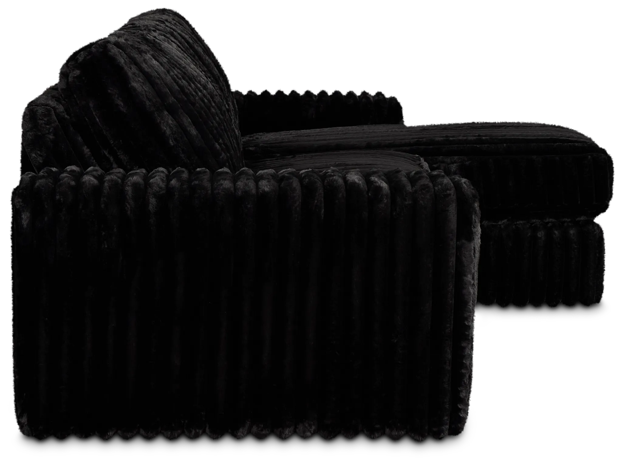 Teddy Black Fabric Right Chaise Sectional