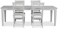 Cape Cod Gray Rect Table & 4 Upholstered Chairs