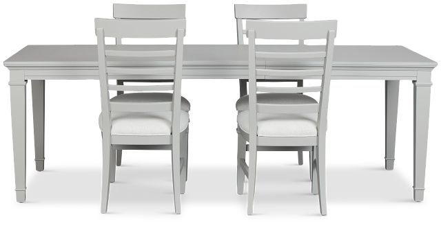 Cape Cod Gray Rect Table & 4 Upholstered Chairs