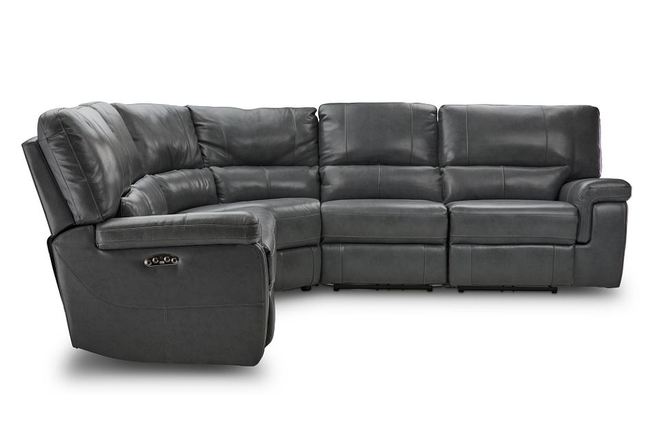 Weston Dark Gray Lthr Vinyl Small Two Arm Power Reclining Sectional Living Room Sectionals City Furniture - Dark Gray Reclining Sectional Sofa Weston Dark Gray Lthr Vinyl Small Two Arm Power Reclining Sectional Living Room Sectionals City Furniture - Dark Gray Reclining Sectional Sofa
