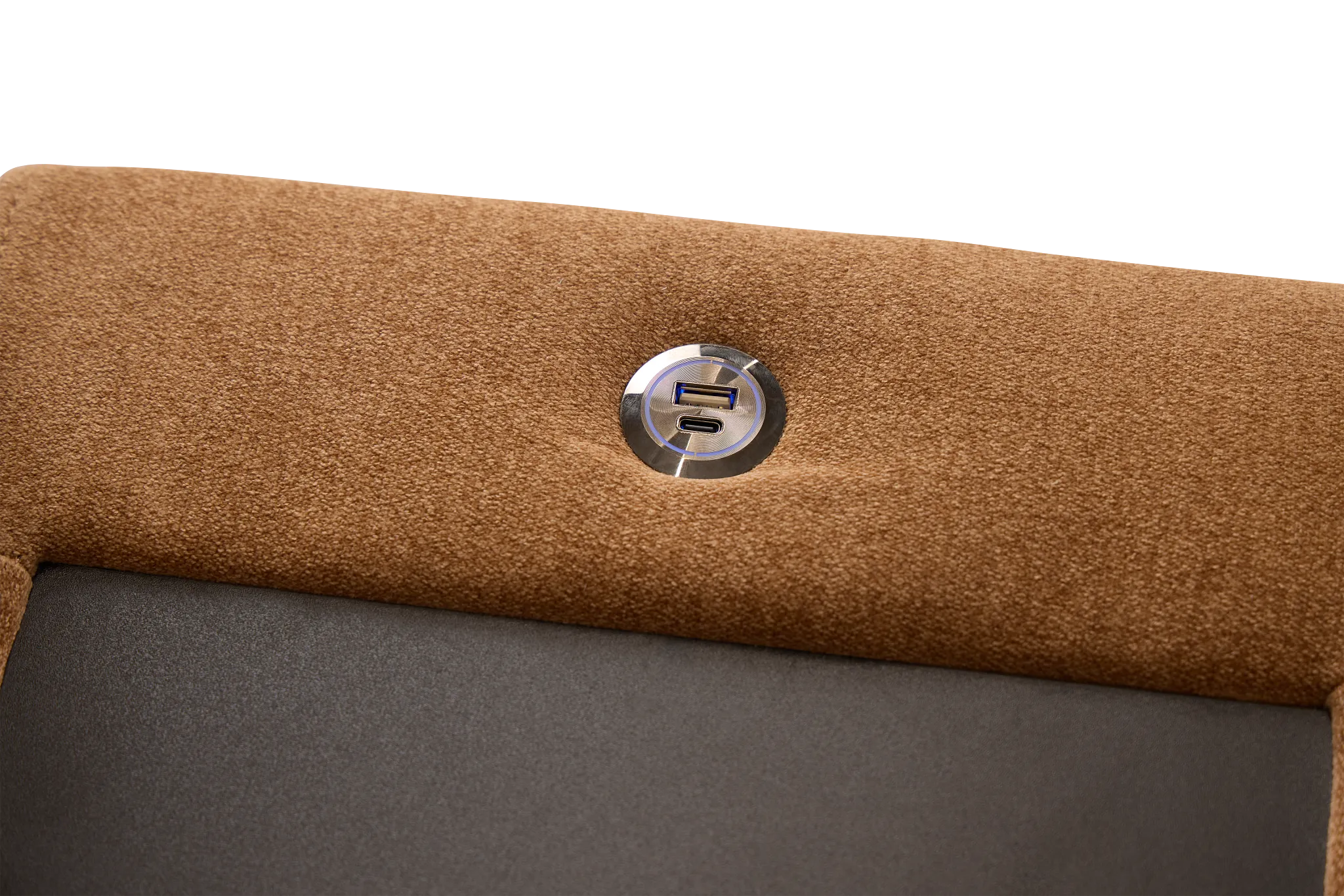 Addie Brown Fabric Medium Right Chaise Sleeper Sectional With Console