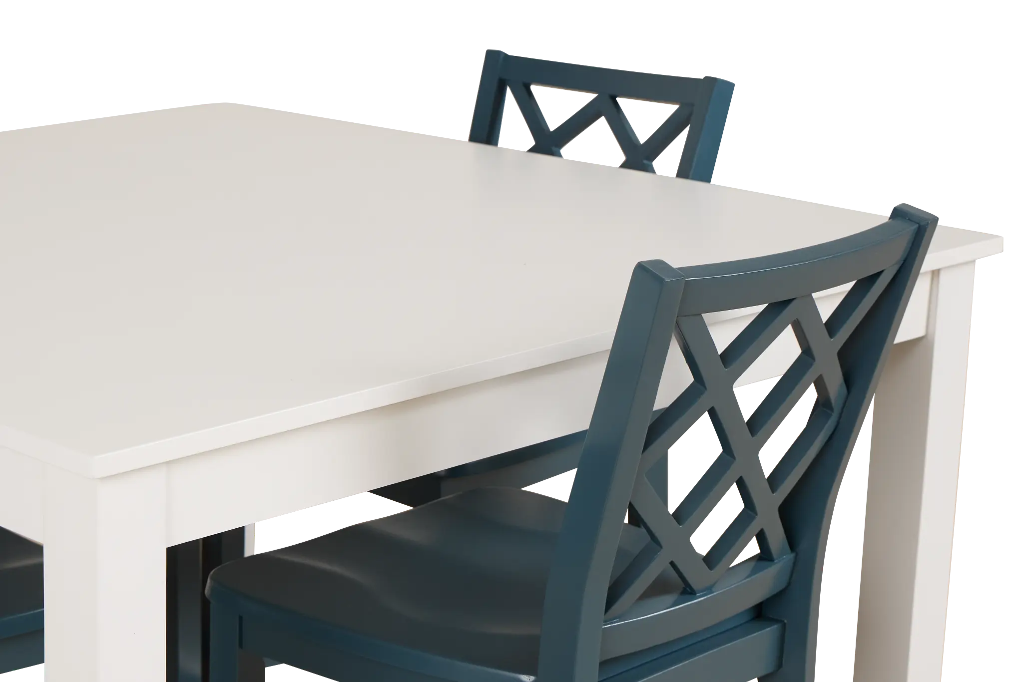 Edgartown White Square High Table & 4 Navy Wood Barstools Edgartown White Square High Table & 4 Navy Wood Barstools