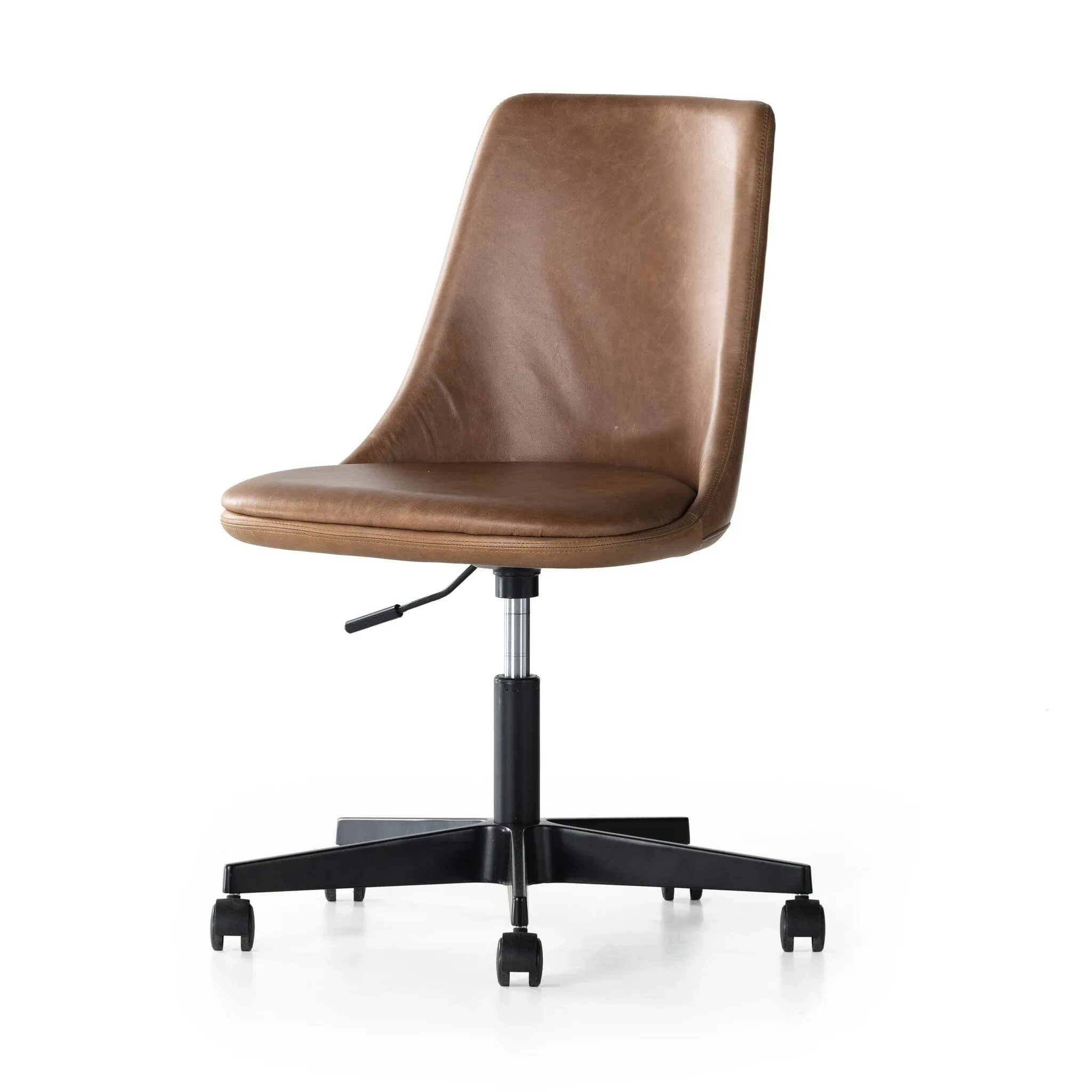 Four Hands Lucco Brown Leather Upholstered Desk Chair