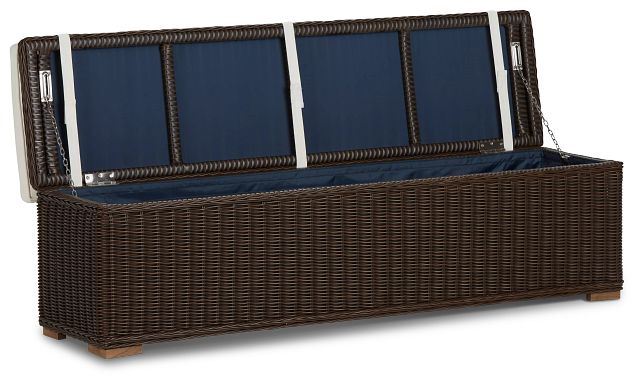 Canyon Dark Brown White Woven Dining Bench
